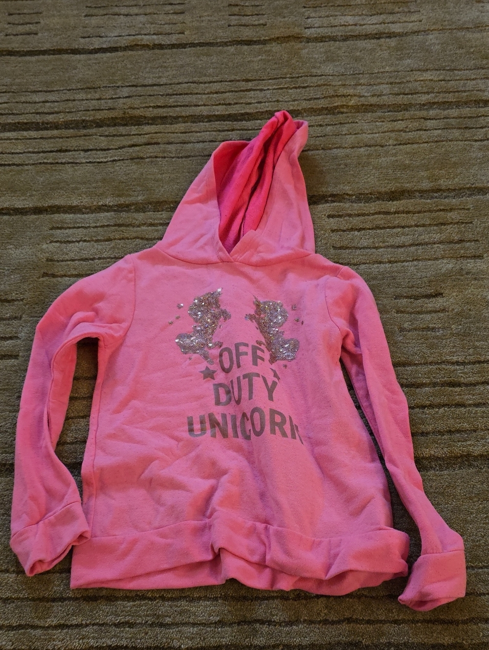 5/25 Girls' Pink 'Off Duty Unicorn' Hooded Sweatshirt Size 8..